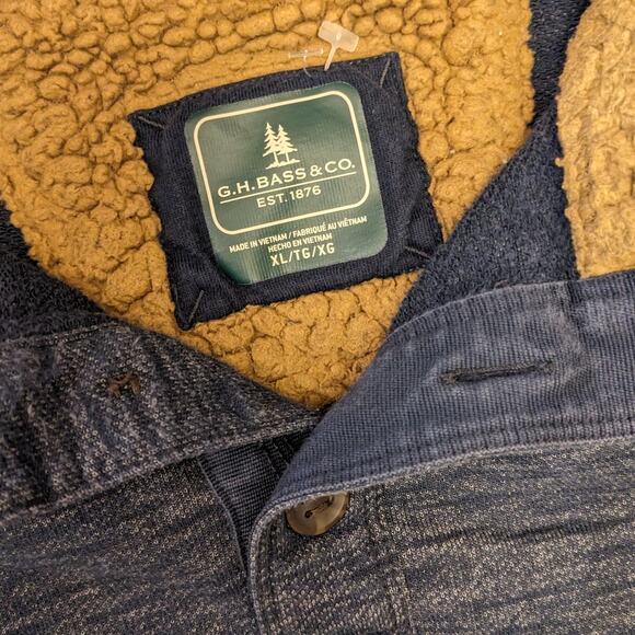 GH Bass Sweater Mens Size XL Sherpa Lined Pullover Gray Long Sleeve Pockets - Picture 3 of 9